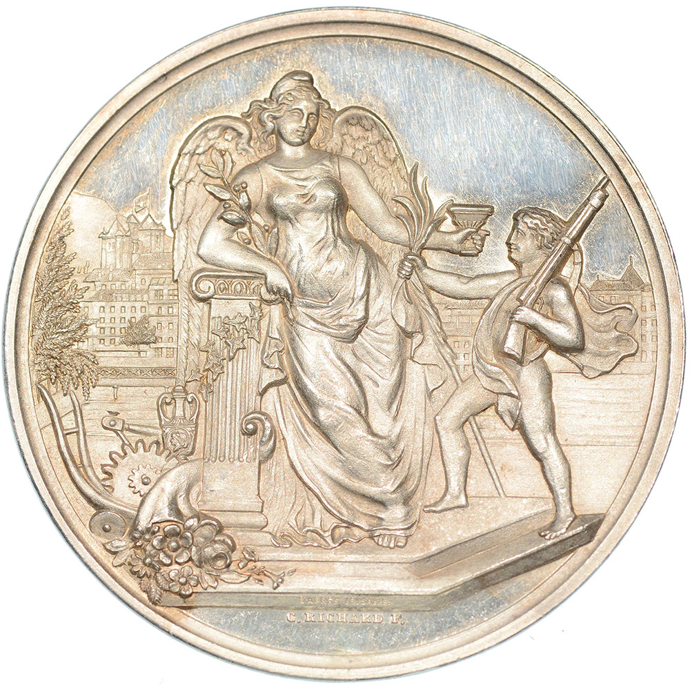 Genève, Genève,  Kantonales Schützenfest, 1882, stgl, Silber