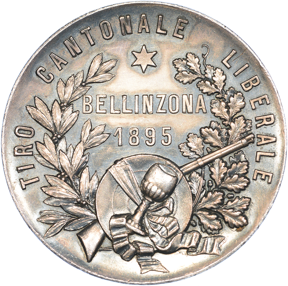 Ticino, Bellinzona,  Kantonales Schützenfest, 1895, stgl, Silber